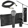 Shure SM58 Quality Bundle with SM58 Cardioid Dynamic Vocal Microphone, 15' XLR Cable, Mic Stand, A25D Mic Clip and Storage Bag, Perfect for Onstage or Studio (SM58-KM-SOM)