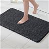 MIULEE 1 Pezzo Tappeto in Microfibra 4 CM Lungo Anti-scivolo Assorbimento dell'acqua Morbido Tappetino da Bagno per Porte d'ingresso Corridoio Doccia Soggiorno 40X60 CM Grigio Scuro