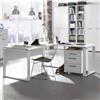 DEGHI Scrivania angolare 170x170 cm top bianco lucido da 30 mm e gambe in metallo - Homely office
