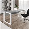 DEGHI Scrivania 170x80 cm con top in legno grigio cemento da 30 mm e gambe in metallo bianco - Homely office