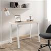 DEGHI Scrivania 100x60 cm con piano in legno rovere chiaro e gambe in acciaio bianco - Apax