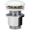 DEGHI Piletta di scarico click-clack con tappo in ceramica bianco senza troppo pieno