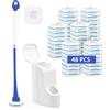 JEHONN Pulisci Water Usa e Getta, Scopino WC con Spugnette Monouso Montaggio a Parete Manico Lungo con 48 Ricariche Cleaner (Blu)