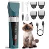 oneisall Tagliagatti silenzioso, tagliacapelli professionale per gatti a pelo lungo, rasoio per gatti a 5 velocità con display LCD, impermeabile IPX6, facile da pulire (verde)