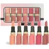 Gireatick Set di 6 rossetti opachi per il trucco, nude, rosa, rosso rosa, malva, marrone, opaco, set da donna, in velluto setoso, a lunga durata, a prova di sbavature