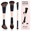 Jessup Pennelli trucco viso Set pennelli make up doppia estremità 6 in 3 per fondotinta contorno fard illuminante e cipria pennelli per il trucco sintetici di alta qualità Peach Dust T508