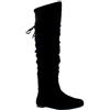 VIVA Donna Equitazione Coscia Alta Inverno Scarpe Moda Alto Pirata Stivali - Nero Camoscio - UK4/EU37 - KL0043I