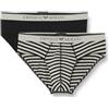 Emporio Armani Stretch Cotton Yarn Dyed Striped 2pack Brief, Slip Uomo, Multicolore (Black-Stone Stripe), S