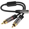 KabelDirekt - 0,2m Adattatore Cavo (1 Connettore 3,5 mm Jack Femmina su 2 Connettori RCA Maschio, Coassiale Audio Stereo, cavi RCA da 3,5 mm), PRO Series