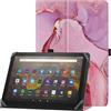 HoYiXi Custodia universale per 9"-10.1" tablet Fire HD 10 2021/2023 e Fire HD 10 Plus 2021/2023 con supporto e Cover per cinturino da polso per 9"-10.1" Samsung Lenovo Android tablet - marmo rosa