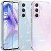 AROYI 3 in 1 Cover Compatibile con Samsung Galaxy A55 5G, Custodia Glitter Silicone Morbido TPU Protezione Case con 2 Pellicola Protettiva in Vetro Temperato, Trasparente Glitter Protettiva Cover