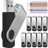 FEBNISCTE Chiavetta USB 2GB, Penna USB 10 Pezzi, Pen Drives Portatile, Pennetta USB 2.0 Girevole, PenDrive 2 GB Chiavetta USB 10pcs con Cordini FEBNISCTE Nero Unità Flash Set Bassa Capacità Pennina USB Regalo