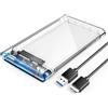 ORICO USB 3.0 Custodia esterna per hard disk da 2,5", SATA III 6Gb/s, per HDD e SSD da 2,5 pollici e 7/9,5 mm, senza attrezzi, alta velocità, UASP (trasparente)