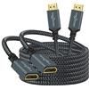 Twozoh Cavo di estensione HDMI 2 Pezzi, Maschio a Femmina HDMI Cavo, Nylon intrecciato HDMI Extender, HDMI 2.0 Cavi adattatore supporto 4K@60Hz 3D HDR (5M)