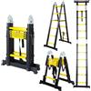 Sonnewelt Scala telescopica, in alluminio antiscivolo, portata 150 kg/330 kg, scala allungabile, scala in alluminio con maniglia, scala multiuso (nero e giallo, 1,9 m + 1,9 m)