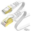 KASIMO Cavo Ethernet 30m Cat 7 Piatto, Cavo di Rete RJ45, Internet Alta velocità 10 Gbps / 600 MHz - Cavo Lan Bianco