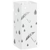 HOMCOM Portaombrelli in Metallo con 4 Ganci, Porta Ombrelli di Design con Vaschetta Scolapioggia e Decorazioni, 15.5x15.5x41cm, Bianco