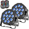 ZonQoonz 2PCS Par LED RGBW Batteria Ricaricabile, 12 LED Luci da Palco con Funzione di Temporizzazione e 7 Modalità Illuminazione Palco per Matrimoni Bar DJ Discoteca Halloween Natale Esterne