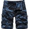 sutelang lurryly Pantaloncini Cargo Estate da Uomo Casual Camouflage Pantaloncini Uomo Bermuda con elastico di grandi dimensioni a buon mercato Pantaloni corti con Multi Tasche Cerniera, blu, L