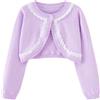 Yimutian Cardigan Bambina in Cotone Bolero Coprispalle Elegante a Manica Lunga con Bottone Ragazze Abito da Cerimonia Sera Battesimo Nozze Viola 150