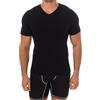 Intimidea T-Shirt Uomo Scollo V Mezza Manica Morbida Microfibra (M/L, Nero)