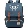 WANHONGYUE The Legend of Zelda Gioco Borsa da Scuola Studenti Cartella Zaino per Laptop da 15,6 Pollici Backpack Rucksack con Porta di Ricarica USB Steel Blue / 1