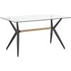 Beliani Tavolo da Pranzo Vetro con Gambe Metallo Marrone Chiaro e Nero 140 x 80 cm