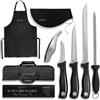 Jamonprive Set Coltello Per Prosciutto Crudo Professionale - Borsa Per Coltelli, Coltello Lama 30 Cm, Pestello,Puntilla, Acciarino Affilacoltelli, Pinzette, Grembiule E Copri Prosciutto - Set Per Coltello Salame