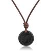 COAI Collana di Pelle Unisex con Pendente di Ossidiana Arcobaleno con Occhio di Ra Intagliato, Collana Ossidiana Nera Pietra Naturale da Uomo e da Donna