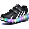 HUSKSWARE Scarpe Ragazza da Ragazzo con Ruote, 2 in 1 per Bambini, con rotelle, per Skateboard, Sneakers, Bianco, 33 EU