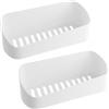 Shengxi Mensola da Bagno in Plastica, 2Pcs Bianco Portaoggetti Doccia Parete Senza Foratura, Mensola Bagno Adesiva Organizzatore Doccia Cestino Porta Shampoo per Bagno e Cucina