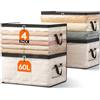 Lifewit 4 Pezzi Scatole per Vestiti Trasparente 60L, Organizer Armadio Pieghevole con Manici, Scatole per Armadio en PVC, Scatoloni Trasloco, Organizer Armadio per Vestiti, Coperte, Piumoni, Libro