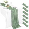 Pesonlook Confezione da 6 runner da tavola in garza verde salvia, 3,5 m garza boho 51 × 300 cm rustico romantico lungo per festa di nozze addio al nubilato Ringraziamento decorazione natalizia