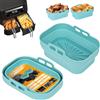 Alyvisun Teglia per Friggitrice ad Aria, 2 Pezzi Stampi Silicone Air Fryer Riutilizzabile Contenitore Teglie Friggitrice Aria Contenitori Cestello Vaschette per Airfryer, Forno, Microonde (Blu)