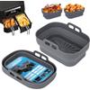 Alyvisun Teglia per Friggitrice ad Aria, 2 Pezzi Stampi Silicone Air Fryer Riutilizzabile Contenitore Teglie Friggitrice Aria Contenitori Cestello Vaschette per Airfryer, Forno, Microonde (Grigio)