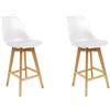 HOME DECO FACTORY THE HD3505 - Set di 2 sedie da bar in plastica bianca 48x56,3x106 cm