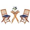 Generisch Set di mobili da terrazza, Legno di Acacia, Blu, Maße des Tisches: 60 x 60 x 75cm