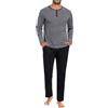 Marvmys Pigiama Uomo a Righe in Cotone - Set Due Pezzi Lungo Casual per Autunno e Inverno - Grigio Chiaro M