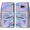 Mo-Somnus Cover per Samsung Galaxy A5 2017/ A520, Custodia in PU Pelle Magnetica Libro Flip Caso Antiurto Portafoglio [Supporto Stand] con Porta Carte e Cinturino da Polso Wallet Case (Fluorescente)