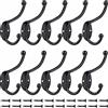 Bosdontek 10 ganci doppi per accappatoio in metallo stile retrò doppio appendiabiti per bagno, camera da letto, porta, parete con 10 viti (Black)