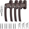 GETLITOOL 2 Paia Maniglia Bloccabile per Finestra con 8 Chiavi per Sicurezza Bambini 4PZ Maniglie per Porte Finestre a Battente con Serratura in Lega di Alluminio Mandrino 35mm - Marrone