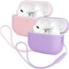 Mocarheri 2 pezzi Custodia in Silicone Compatibile con Airpods Pro 2 (2022), Mocarheri Ultra Sottile in Premium per Airpods Pro 2 Cover protettiva antiurto (Viola chiaro+Rosa)
