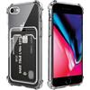 DEVASO Cover per iPhone 7/8/SE 2020 con porta carte, morbida TPU silicone trasparente protezione della fotocamera custodia a portafoglio lente antigraffio carta custodia