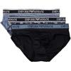 Emporio Armani Slip Uomo Confezione 3 Pezzi Mutande Elastico a Vista Cotone Elasticizzato Underwear Articolo 111734 3F717 Brief, 04937 Oxford/Indigo st/Mar -, L