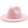 FGHOMEAQYZ 1 Cappello Fedora a Tesa Larga, Cappello Jazz da Uomo Autunno e Inverno, Cappello da Donna in Feltro di Lana Sintetica-Pink_56-58cm