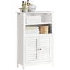 SoBuy Armadio da Bagno - Mobile da Bagno Salvaspazio con Ripiani e Porte, Credenza in Legno Stretto per Corridoio e Soggiorno, Bianco, 60 x 90 x 26 cm, BZR13-W