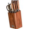 Rockingham Forge Ashwood Set di 8 Coltelli da Cucina in Legno con Affilacoltelli e Forbici - Lame Professionali in Acciaio Inossidabile Tedesco Ultra Affilate - Manico Resistente con Codolo Intero