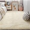 SK Studio Tappeto Salotto, Peloso Tappeti Moderni Soggiorno, Moderno Tappeto Camera da Letto, Shaggy Tappeti Morbido e Soffice per la Camera Beige, 200x200cm