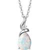 FANCIME Collana Goccia con Oro Bianco 14 carati (585) Ciondolo e Argento 925 Catena con Opale e Diamanti Naturale Gioielli per Donna Ragazze Mamma- Catena Lunghezza: 40 + 5 cm
