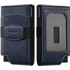 VULKIT Porta Carte di Credito Uomo Slim con Finestra ID Portafoglio Uomo Piccolo RFID Schermato Pop Up Metallo Porta Tessere Uomo, Blu Navy